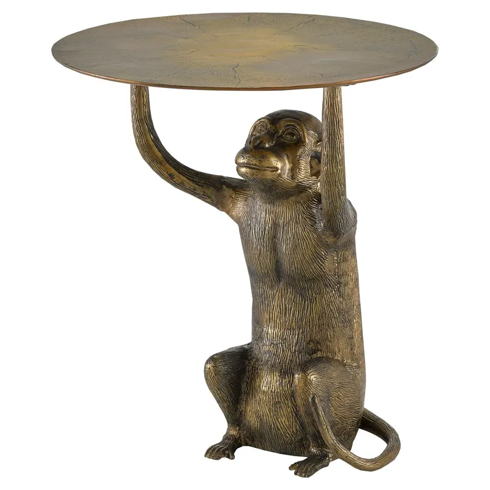 Fred Monkey Accent Table - Antique Gold, Aluminum