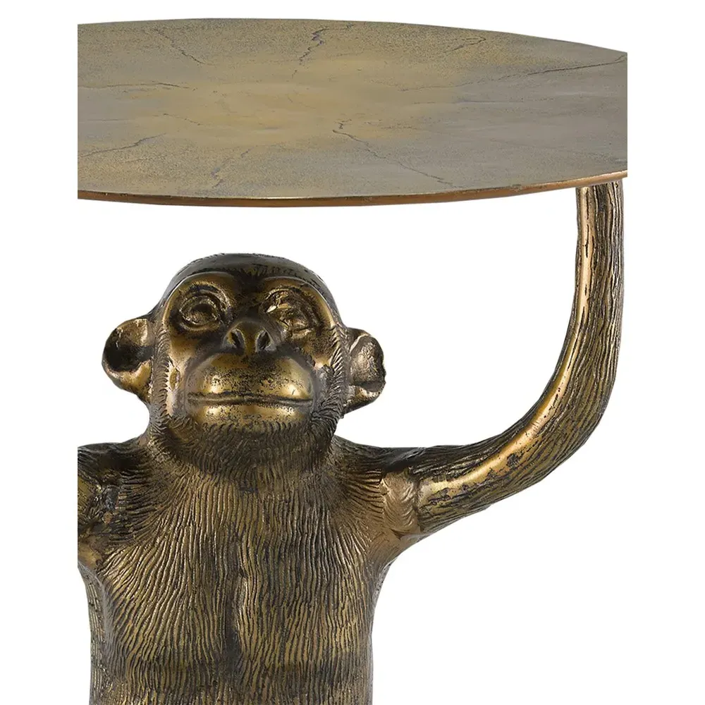 Fred Monkey Accent Table - Antique Gold, Aluminum