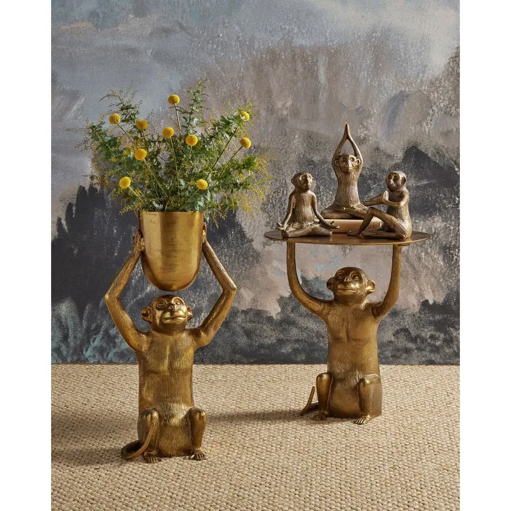 Fred Monkey Accent Table - Antique Gold, Aluminum