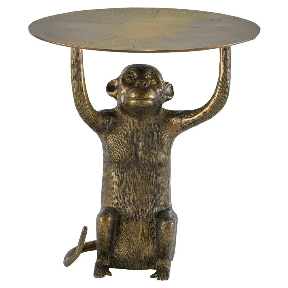 Fred Monkey Accent Table - Antique Gold, Aluminum image