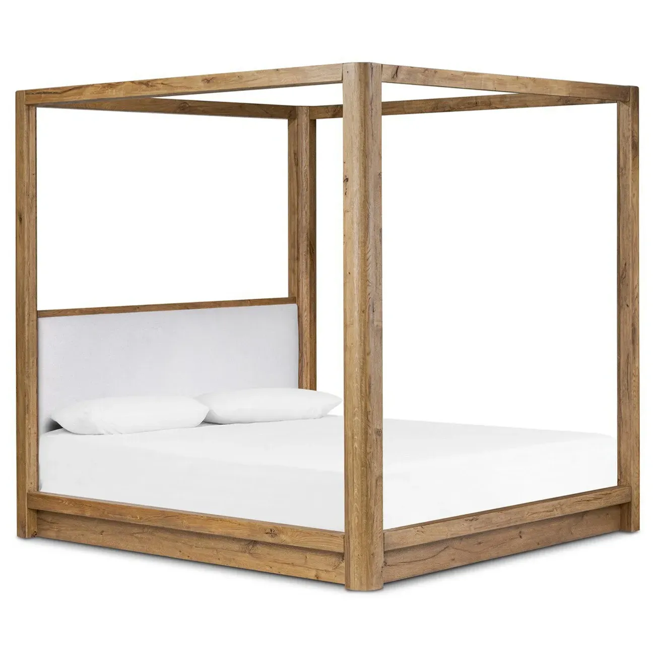 Fred Queen Size Canopy Bed - White, Oak