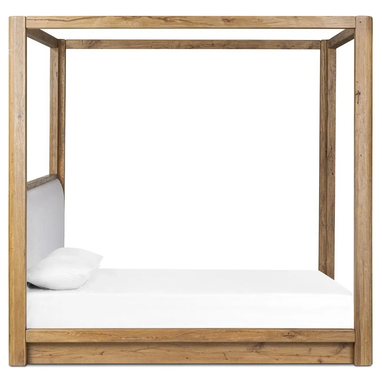 Fred Queen Size Canopy Bed - White, Oak