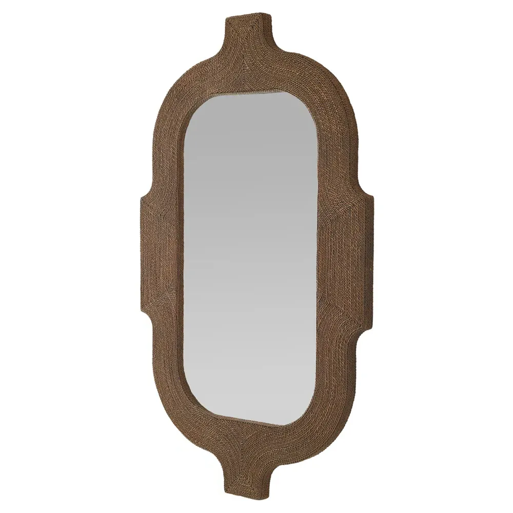 Freeport Coastal Beach Abaca Rope Wall Mirror - Brown