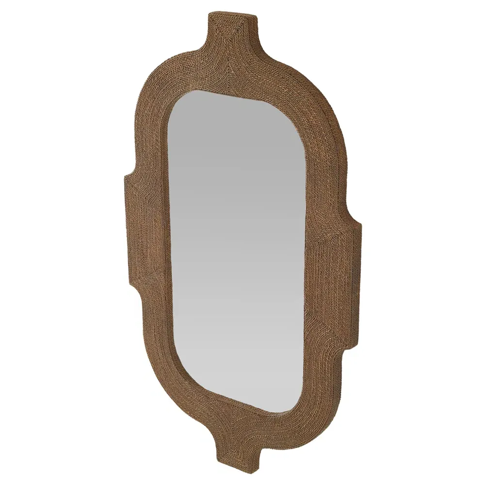 Freeport Coastal Beach Abaca Rope Wall Mirror - Brown
