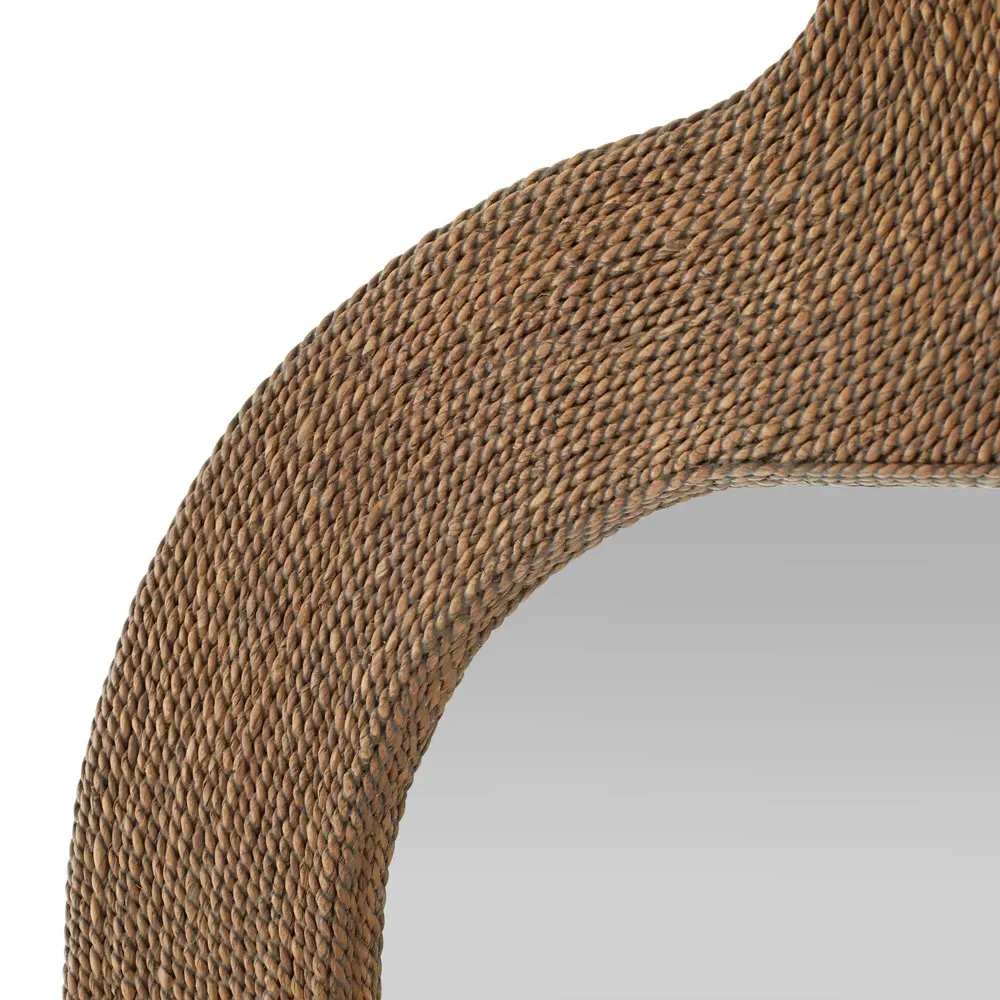 Freeport Coastal Beach Abaca Rope Wall Mirror - Brown