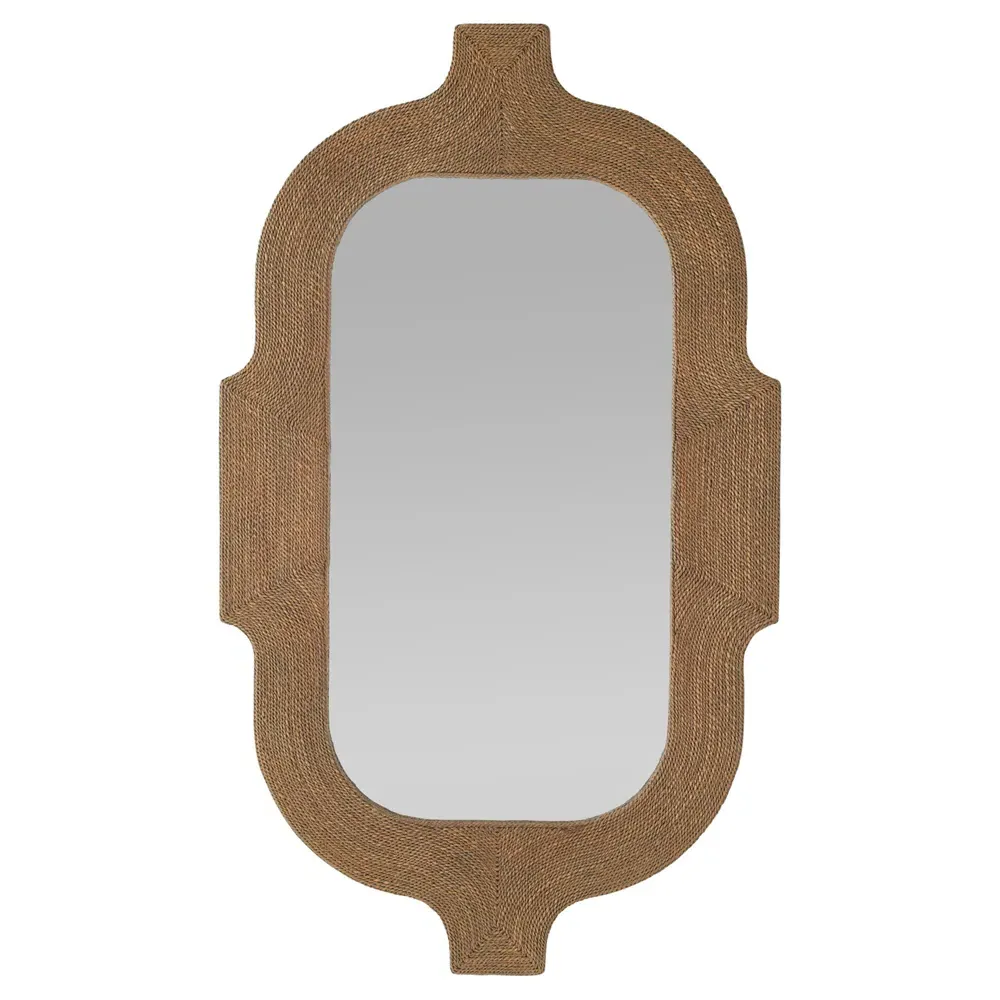 Freeport Coastal Beach Abaca Rope Wall Mirror - Brown image