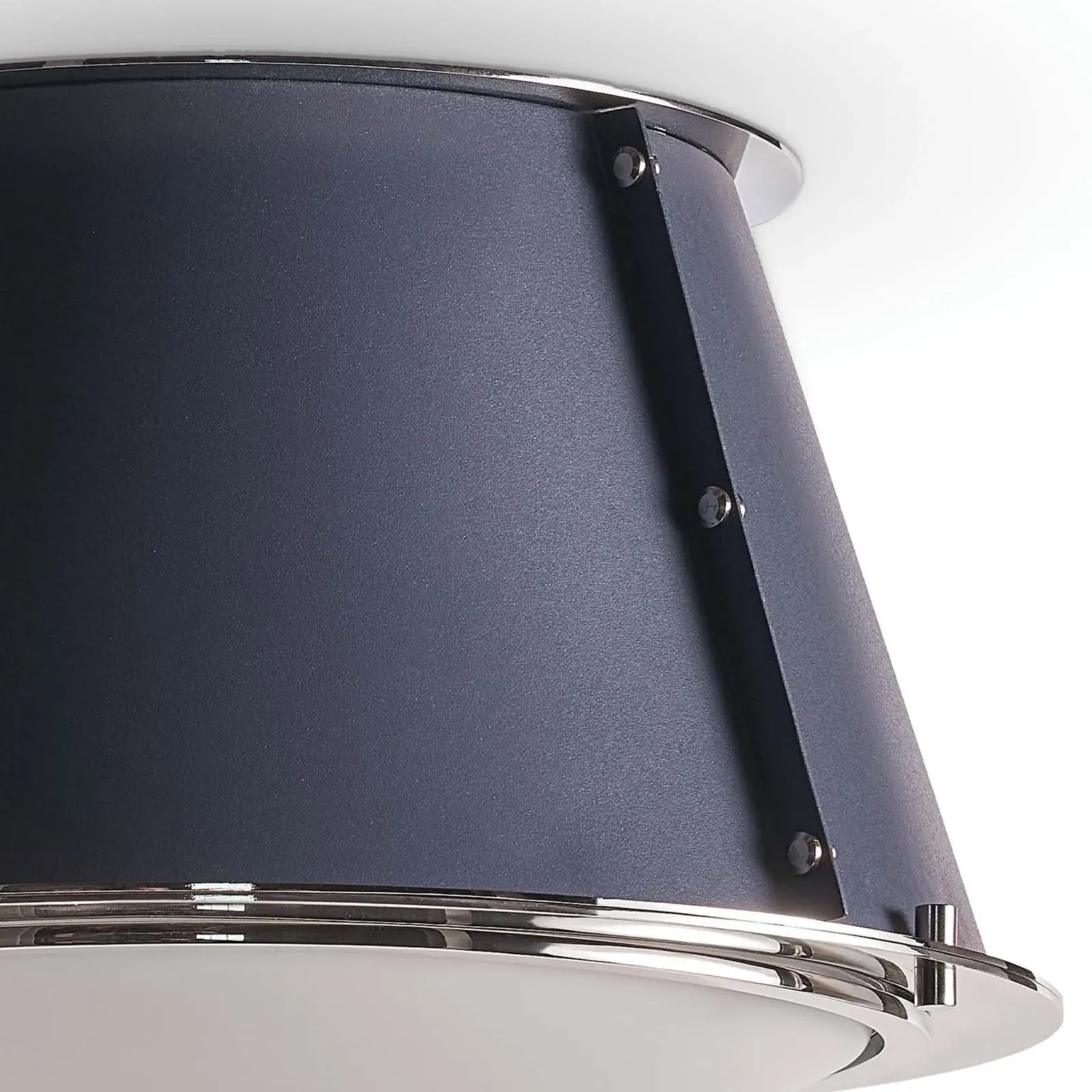 French Maid Drum Shade Flush Mount - Blue, Steel