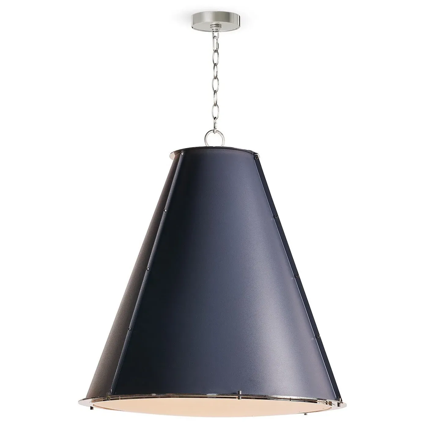 French Maid Large Cone Shade Chandelier - Blue, Steel