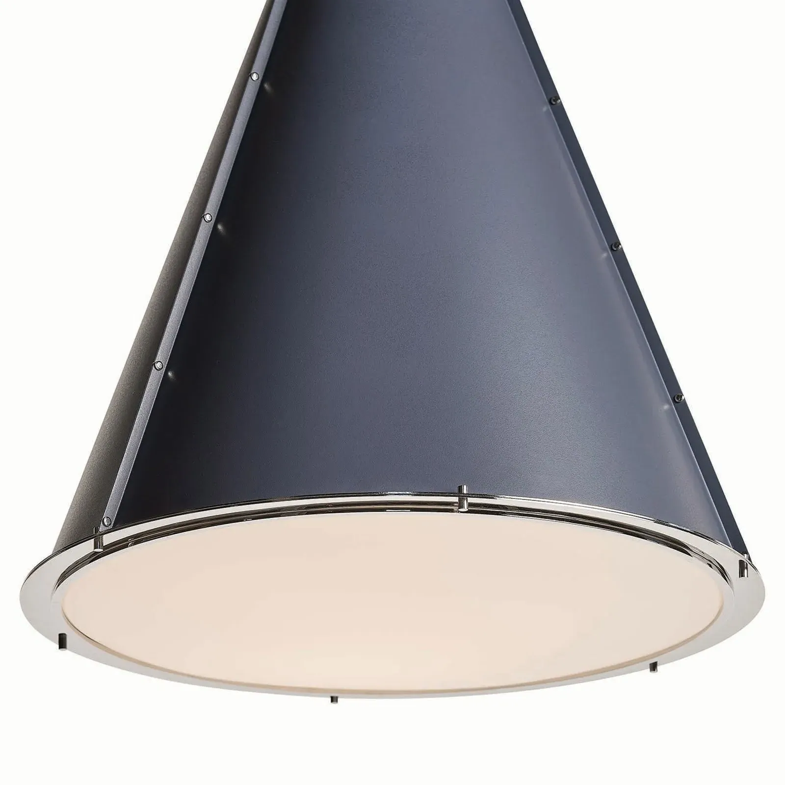 French Maid Large Cone Shade Chandelier - Blue, Steel