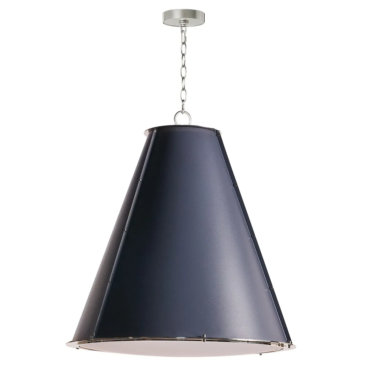 French Maid Large Cone Shade Chandelier - Blue, Steel