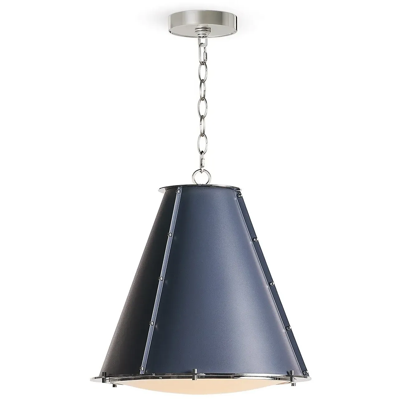 French Maid Small Cone Shade Chandelier - Blue, Steel
