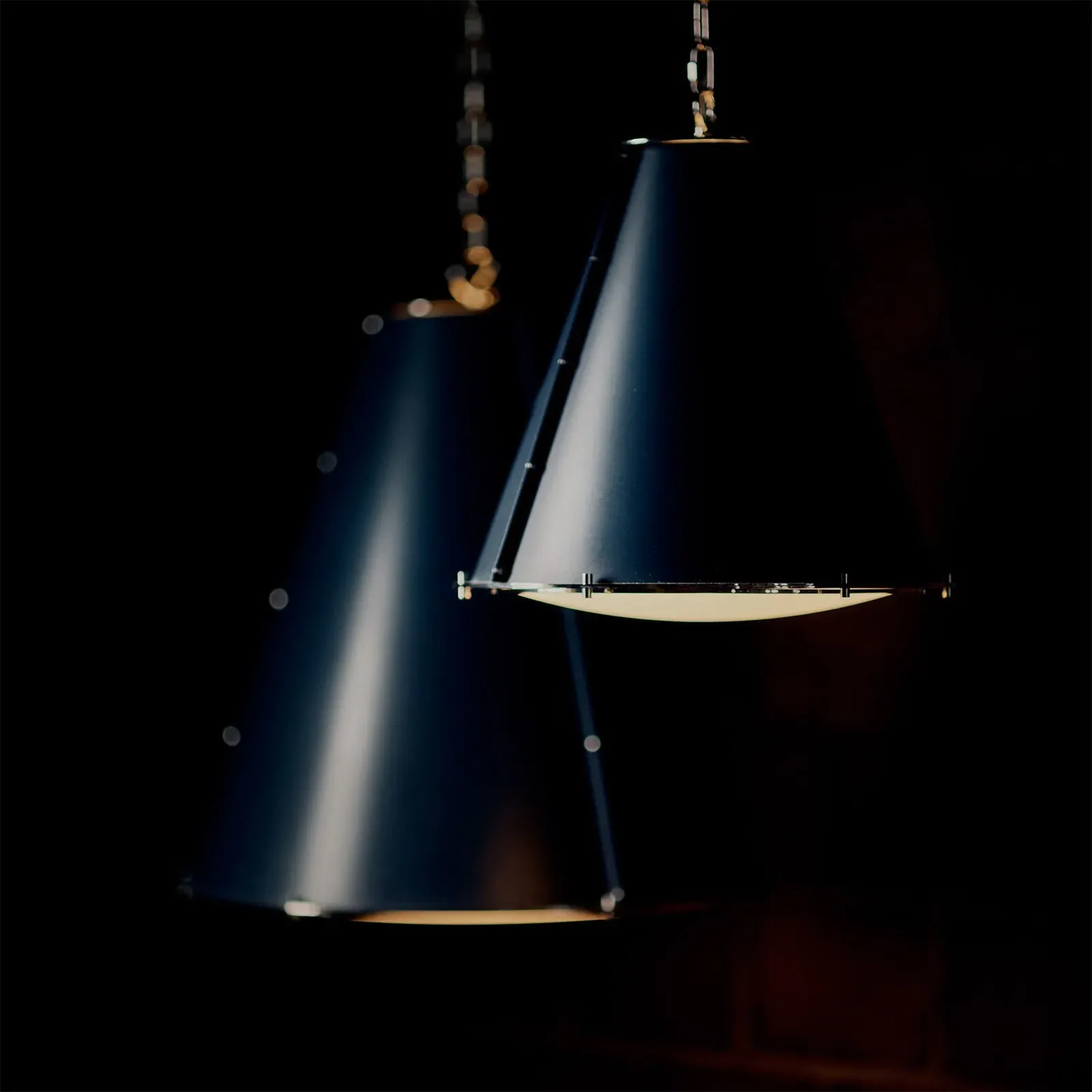 French Maid Small Cone Shade Chandelier - Blue, Steel