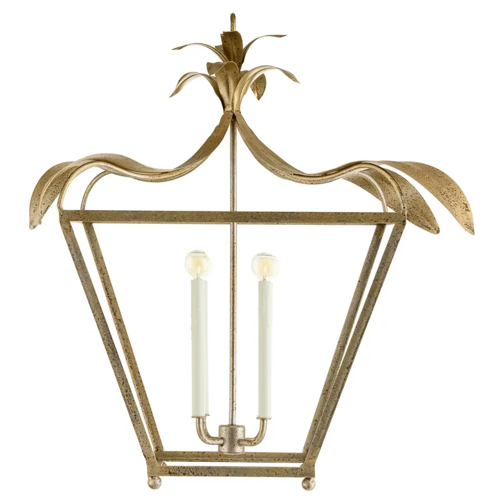 Freya French Country Palmetto Steel Lantern - Antique Gold image