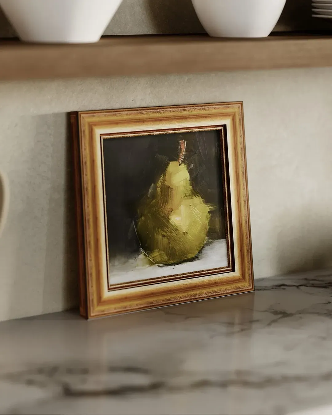 Freya French Yellow Fruit Gold Frame Painting - Yellow