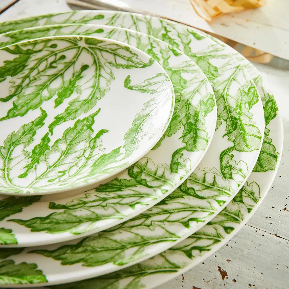 Freya Green Floral Dinner Plate - White, Porcelain