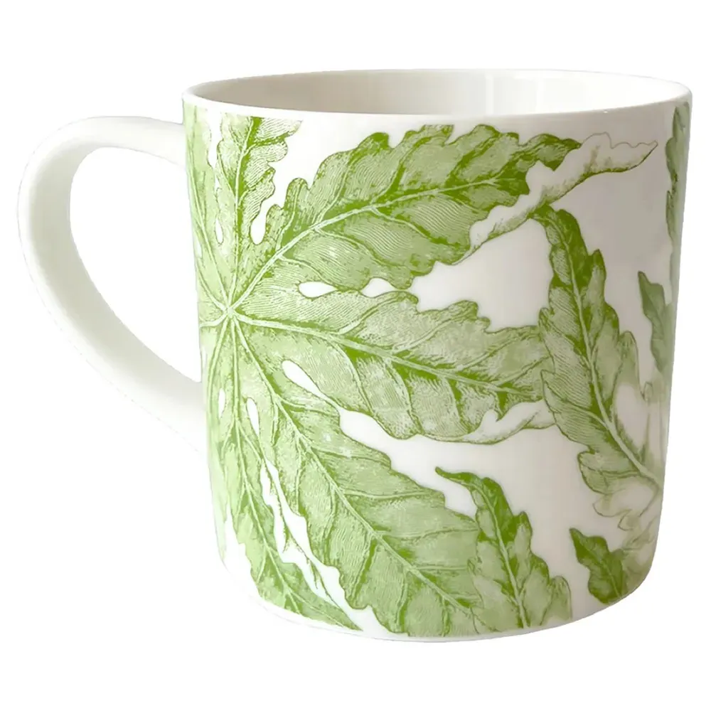 Freya Green Floral Mug - White, Porcelain image