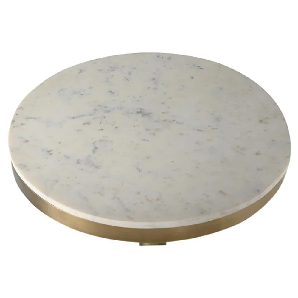 Freya Round Bar Table - White, Marble