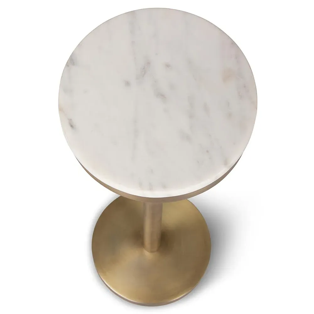 Freya Round Side Table - Antique Brass, Marble