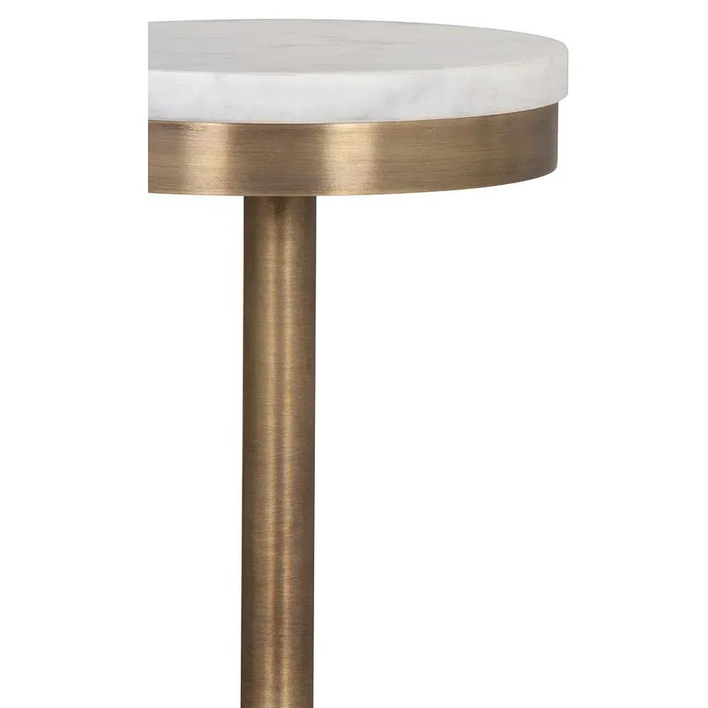 Freya Round Side Table - Antique Brass, Marble