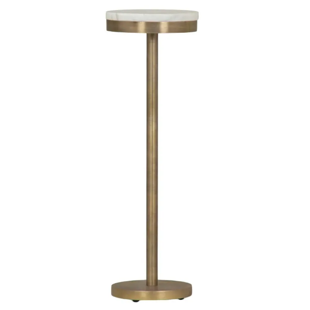 Freya Round Side Table - Antique Brass, Marble image
