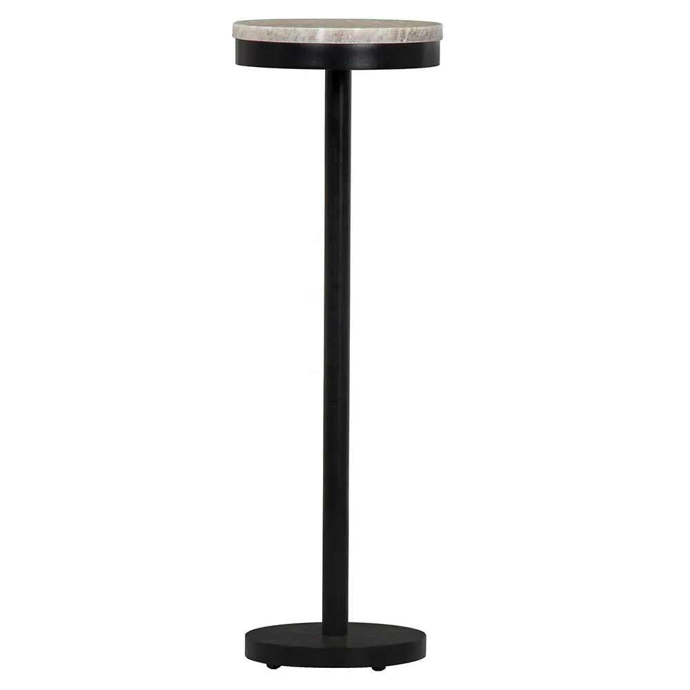 Freya Round Side Table - Black, Marble