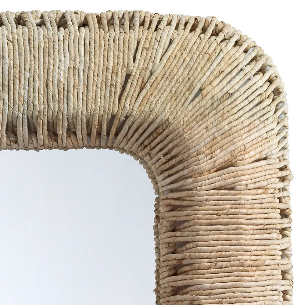 Frida Rectangular Wall Mirror - Beige, Rope