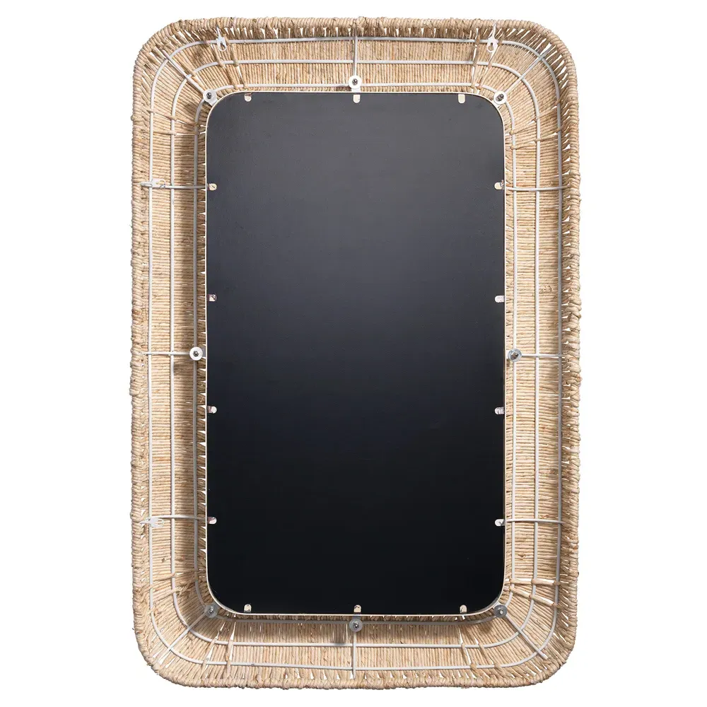Frida Rectangular Wall Mirror - Beige, Rope