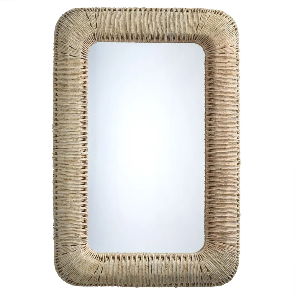 Frida Rectangular Wall Mirror - Beige, Rope image