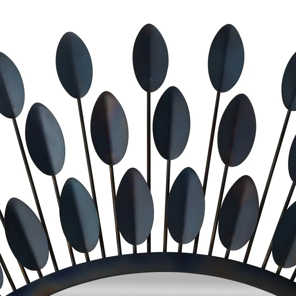 Frida Round Wall Mirror with Petals - Blue, Iron