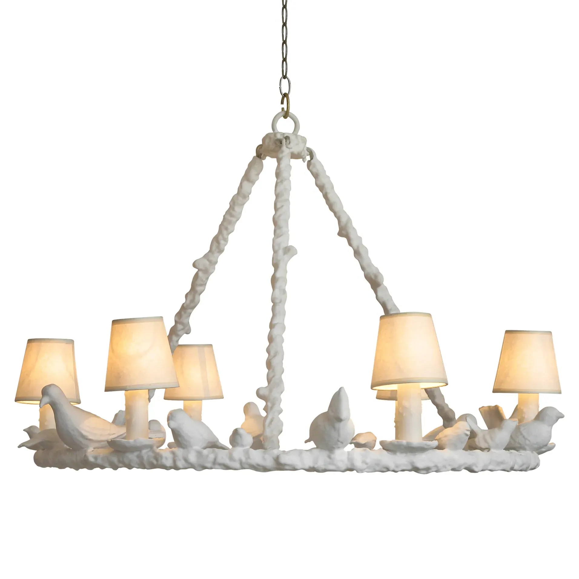 Frost White Bird Chandelier - White, Resin