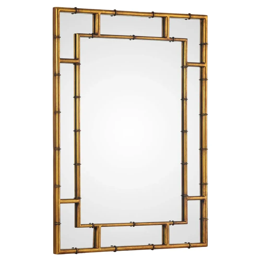 Gable Bamboo Wall Mirror - Gold Leaf, Iron