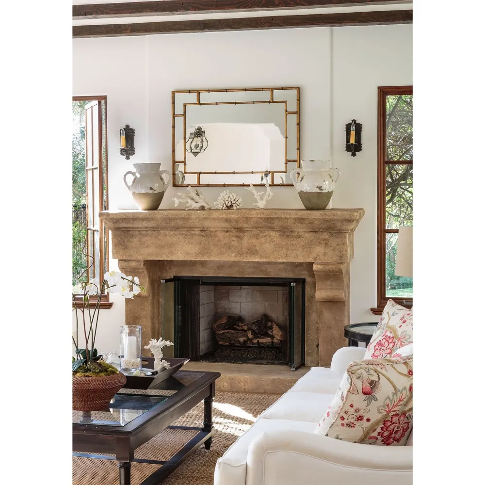 Gable Bamboo Wall Mirror - Gold Leaf, Iron