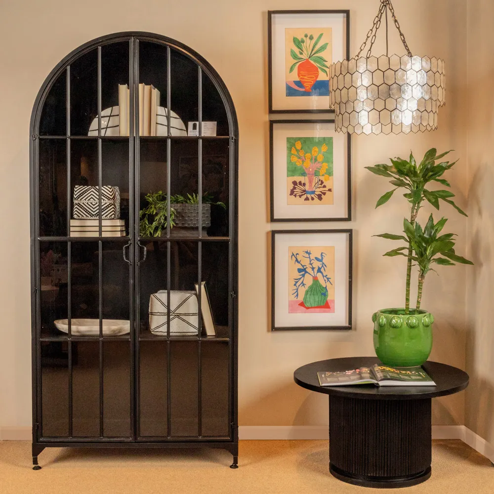 Gabriel Arched Display Case - Black, Iron