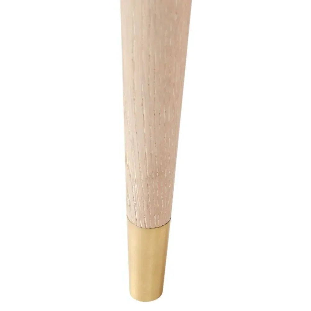 Gabriel Nightstand with Gold Accents - Beige, Oak Wood