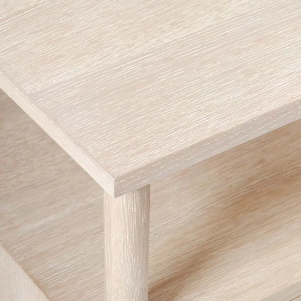 Gabriel Nightstand with Gold Accents - Beige, Oak Wood