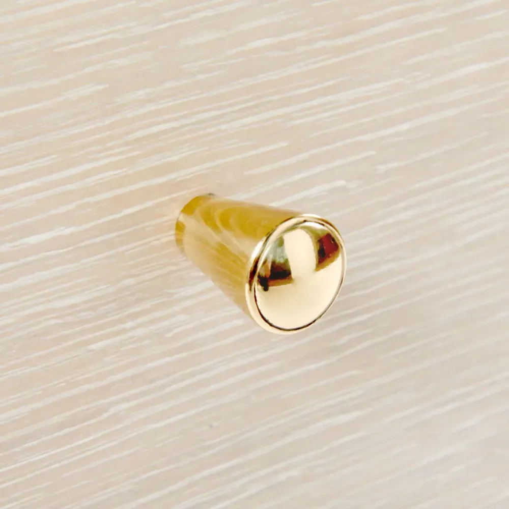 Gabriel Nightstand with Gold Accents - Beige, Oak Wood