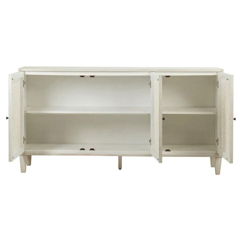 Gabriel Woven Rattan Sideboard - White, Acacia Wood