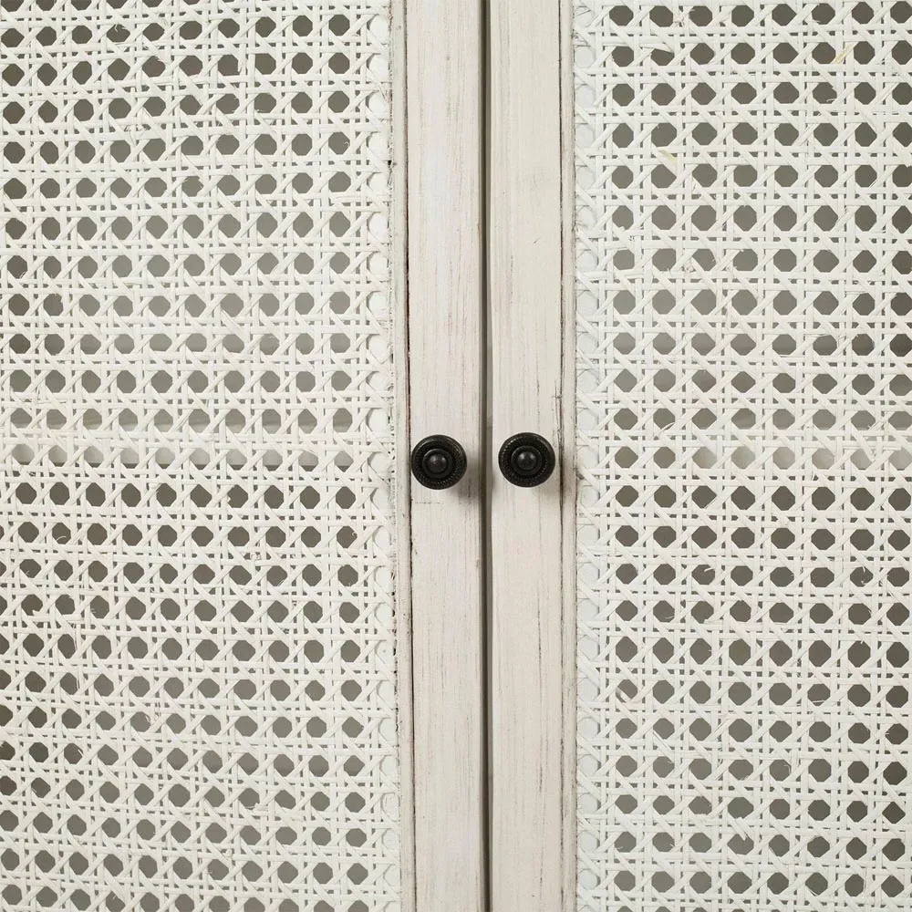 Gabriel Woven Rattan Sideboard - White, Acacia Wood