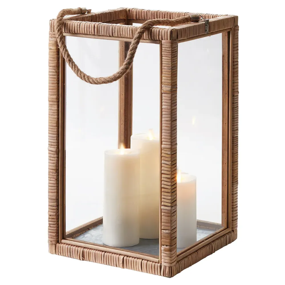 Gaia Large Lantern Candleholder - Natural, Rattan