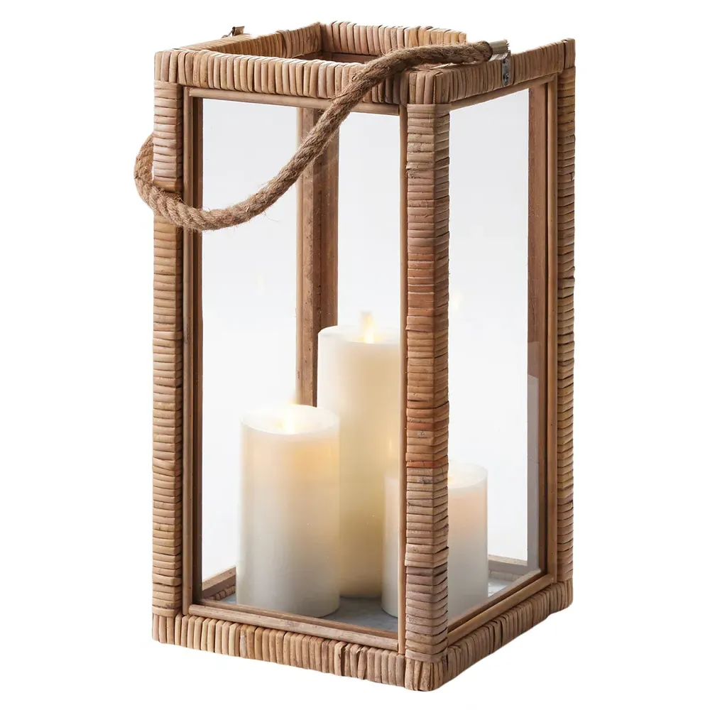 Gaia Small Lantern Candleholder - Natural, Rattan image