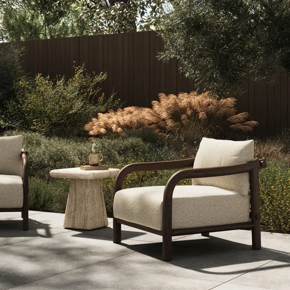 Gail Outdoor Lounge Arm Chair - Brown, Teak