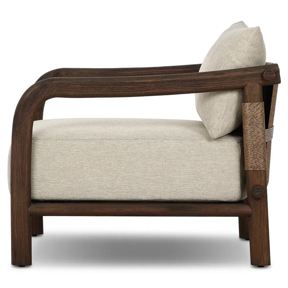 Gail Outdoor Lounge Arm Chair - Brown, Teak