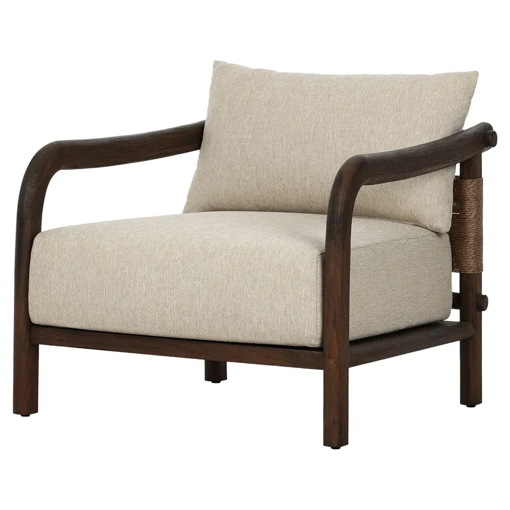 Gail Outdoor Lounge Arm Chair - Brown, Teak