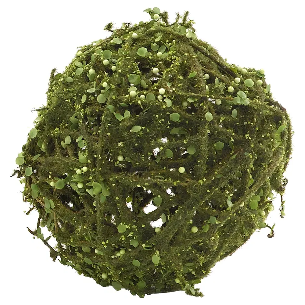Galen Faux Rattan Moss Orbs Set of 4 - Green