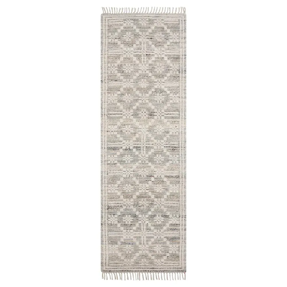 Galiana Diamond Reversible Jute Rug Runner - Grey
