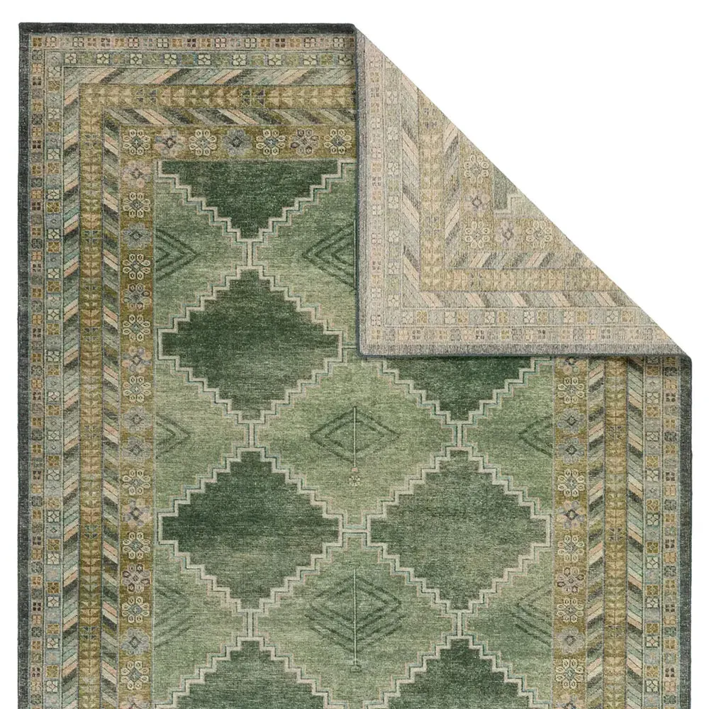 Gallant Hana Trellis Patterned Hand Knotted Rug - Green, Wool