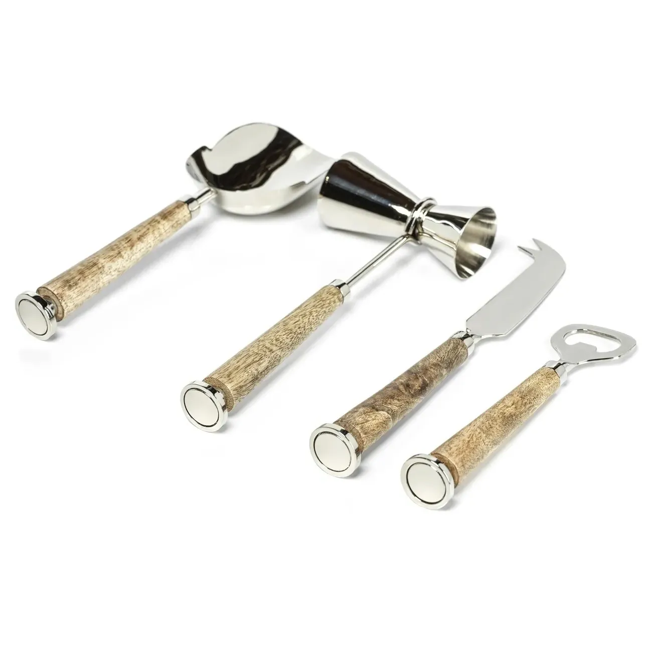 Galo 5 Piece Bar Tool Set - Brown, Wood