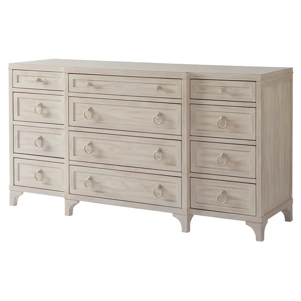 Garnet 12-Drawer Dresser with Self-Closing - Whitewash, Wood