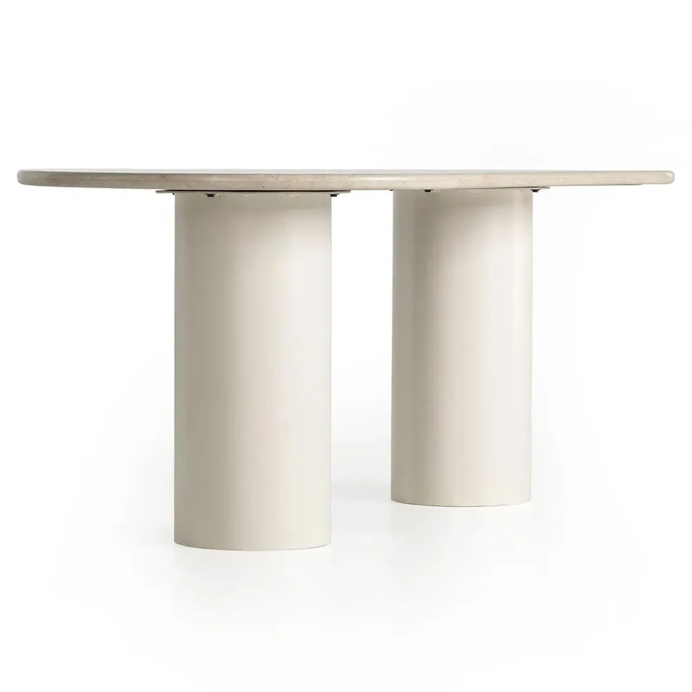 Gary Oval Dining Table - Cream, Marble