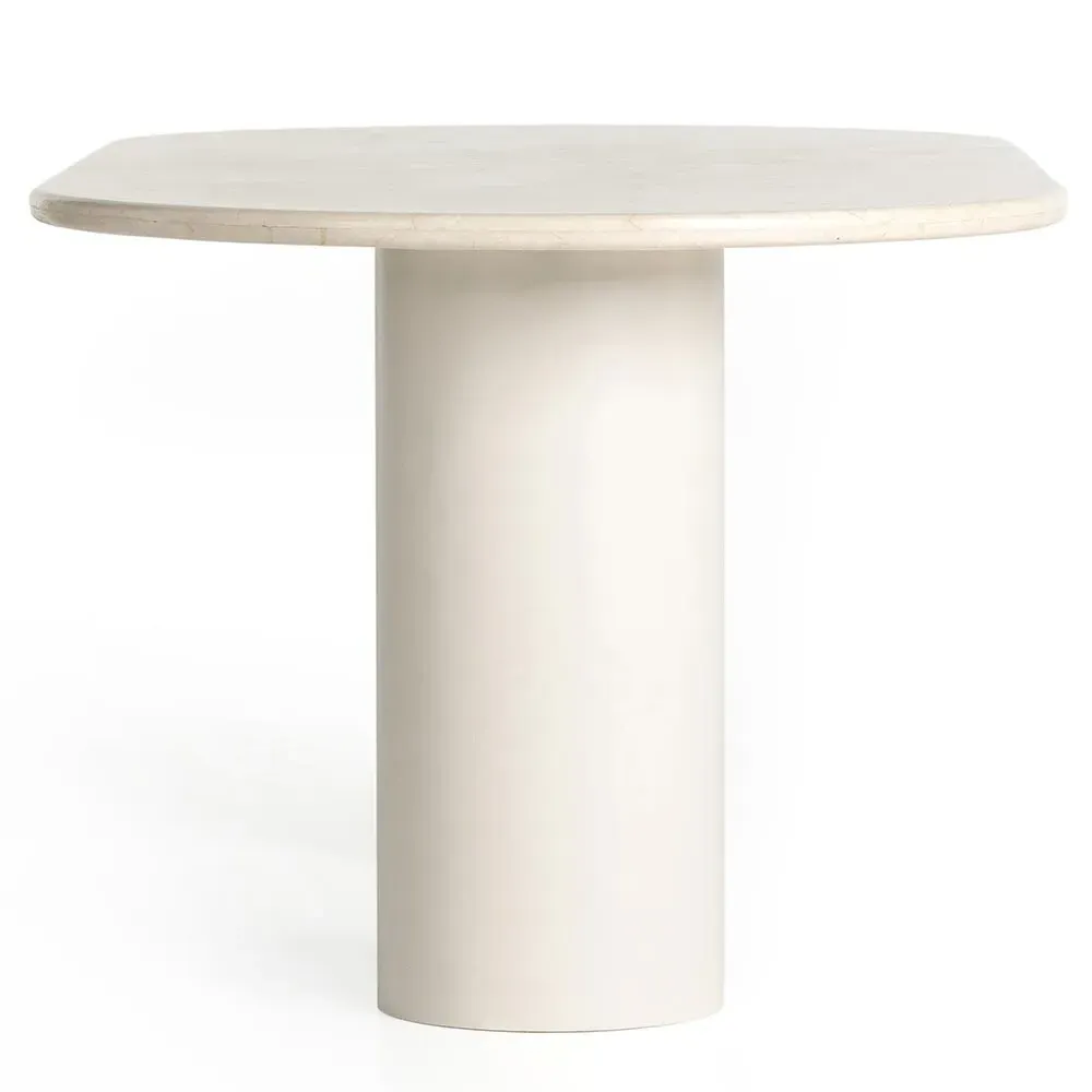 Gary Oval Dining Table - Cream, Marble